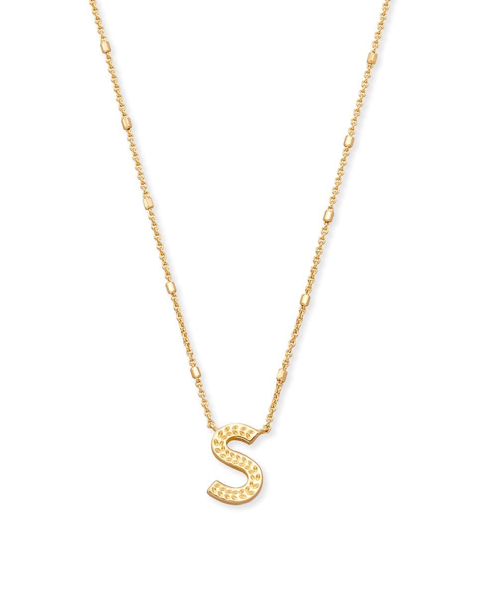 Kendra Scott Letter S Pendant Necklace for Women, Fashion Jewelry, 14k Gold-Plated Brass, Gold Metal, Letter S