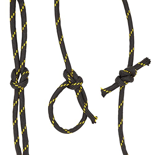 Built Industrial Diamond Braided Rope - 1/2 in x 100 ft, Black & Yellow - Polyester Heavy Duty Rope for Camping, Outdoor G...