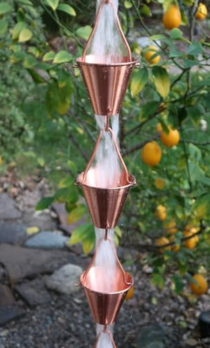 Nutshell Stores Steel Cups Rain Chain - Copper Plated - 14 Feet