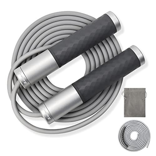 BURNCALO Weighted Jump Rope for Men, Women (1.5LB) - Alloy Steel Handles, Speed Skipping Rope, Gym,Indoor/Outdoor - Fitnes...