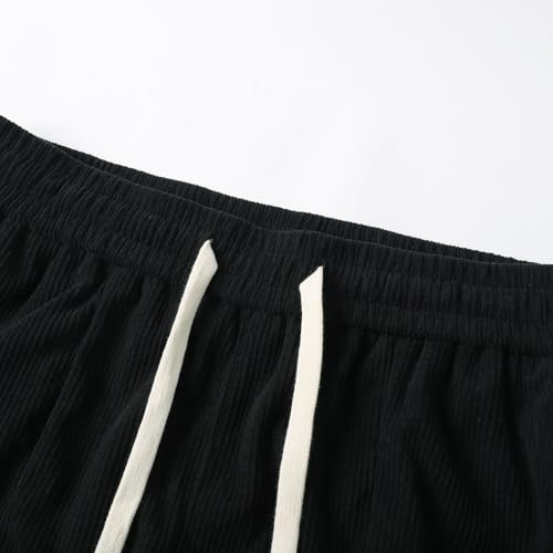 Men Corduroy Cargo Pants 2026 Winter Warm Drawstring Elastic Waist Pants Casual Trendy Solid Regular Fit Lightweight Trousers