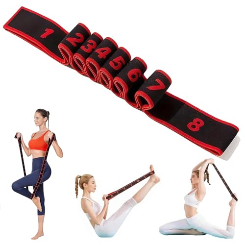 Fitness Resistance Band for Stretching and Yoga – 8-Section Elastic Training Band with Numbered Markings for Pilates & Ful...