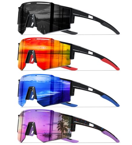 DioKiw 4PACK Polarized Sport Sunglasses for Men UV Protection Cycling Fishing Sun Glasses Big Frame Mountain Bike Goggles
