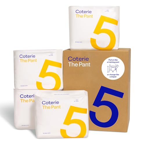 Coterie The Pant, Size 5, Refastenable Training Pants for Sensitive Skin, Hypoallergenic, Super Absorbent Overnight Leak P...