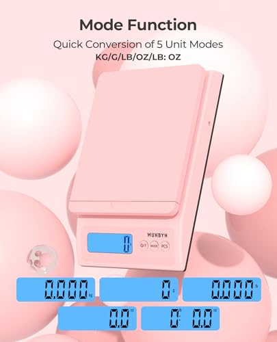 MUNBYN Shipping Scale, Accurate 66lb/0.1oz Postal Scale with Sweet Pink Style, Hold/Tear/PCS Function, Auto-Off, Battery &...