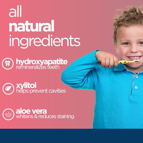 Wellnesse Kids Hydroxyapatite Toothpaste with Xylitol - Fluoride Free Toddler & Kid's Natural Toothpaste, Freshens Breath,...