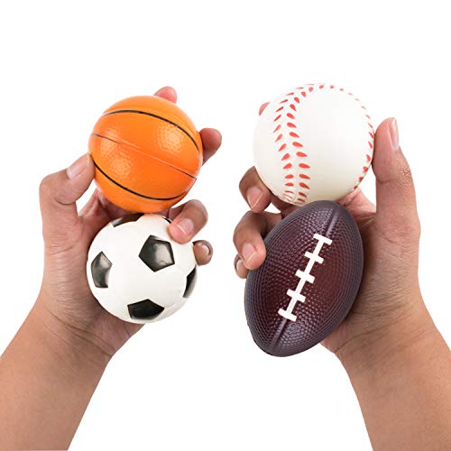 Super Z Outlet Mini Foam Sports Balls 24 Pack for Kids Adults Mini Baseball Football Basketball Soccer Stress Toy Game Par...