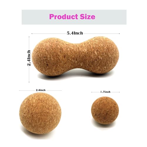 Rreadean Cork Massage Ball Set for Fascia Release After Exercise, Yoga,Trigger Point Therapy, Relax Muscles, and Relieve S...