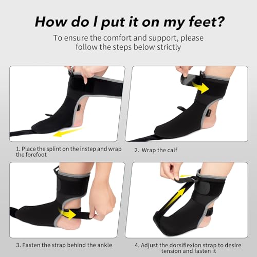 Plantar Fasciitis Night Splint Sock with Massage Ball for Tension Relief, Alleviate Pain from Plantar Fasciitis, Arch Pai...