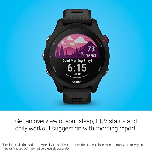 Garmin Forerunner 255S Music, Smaller GPS Running Smartwatch with Music, Advanced Insights, Long-Lasting Battery, Black (R...