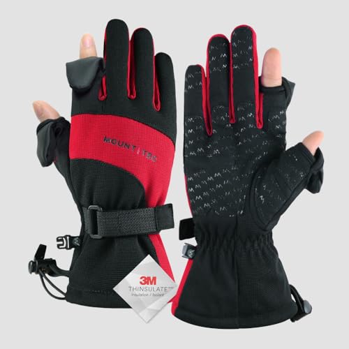 MOUNT TEC Men's Flexible Ideal for Ice Fishing,Photography,Hunting Gloves with 3M Thinsulate Waterproof Windproof Touchscr...