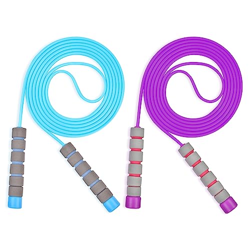 Flintronic Skipping Ropes for Children, 2 Pack Adjustable Jumping Rope for Kids, 2.6m Skipping Rope with Skin-Friendly Foa...