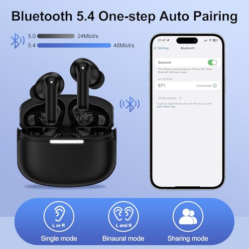 Earbuds Wireless Bluetooth 5.4 Headphones in Ear Buds with Mic for Samsung Galaxy S25 Ultra S25 FE/Edge A17 A36 S24 FE S2...