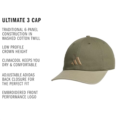 adidas Mens Baseball Cap – Ultimate Adjustable Strapback Hat, Relaxed Fit, Cotton