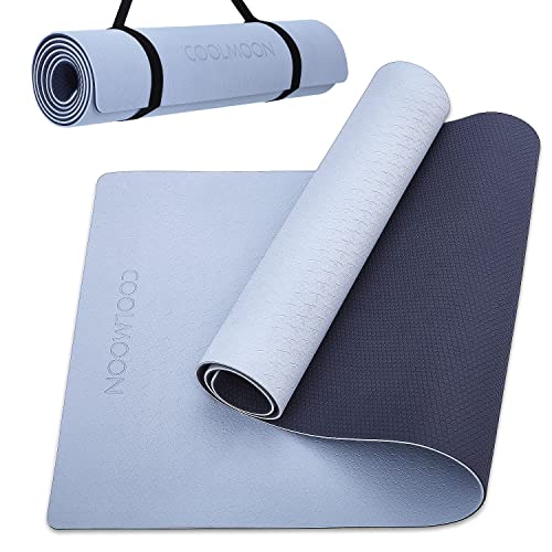 COOLMOON Yoga Mat Non Slip, Anti-Tear 1/4 Thick TPE Yoga Mats for Women and Men, 72"x24" Exercise & Fitness Mat with Carry...