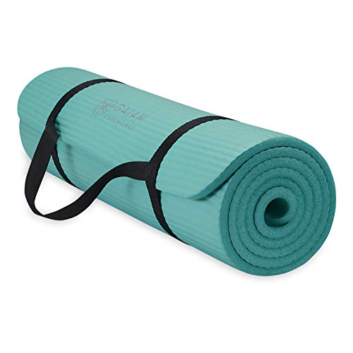 Gaiam Gaiam Essentials 2/5" Thick (10mm) Yoga & Pilates, Fitness & Exercise Mat with Easy-Cinch Carrier Strap Cusion Suppo...