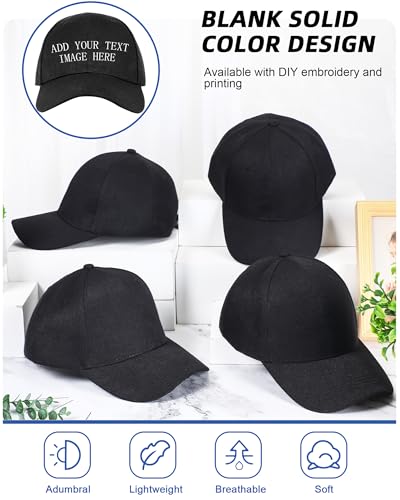 Handepo 24 Pcs Blank Baseball Cap Adjustable Back Strap Plain Blank Camouflage Hat Unisex Baseball Cap for Trucker Men Women