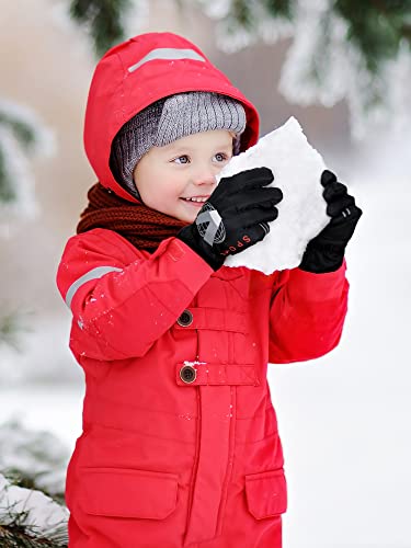 Hicarer 4 Pairs Winter Gloves for Kids Waterproof Snow Ski Gloves Girls Boys Warm Unisex Youth Clothes for Cold Weather