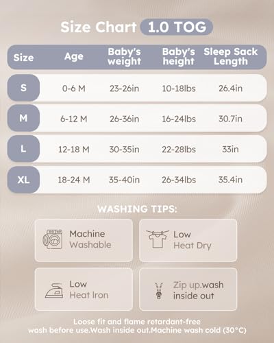 Yoofoss Rayon Made from Bamboo Baby Sleep Sack 0-6 Months 1.0 Tog Baby Wearable Blanket, Super Soft Infant Toddler Sleepin...