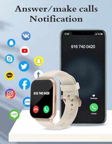 RUIMEN Smart Watches for Women Men (Answer/Make Calls, 2 Bands Included), 1.8" Smartwatch for iOS/Android Phones, Fitness ...