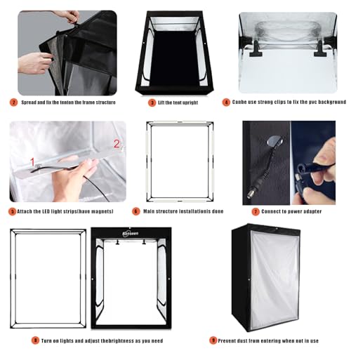 Professional Photo Light Box Photography Studio Dimmable LED Large Shooting Tent Cube 47x39x78inch Video Continuous Lighti...