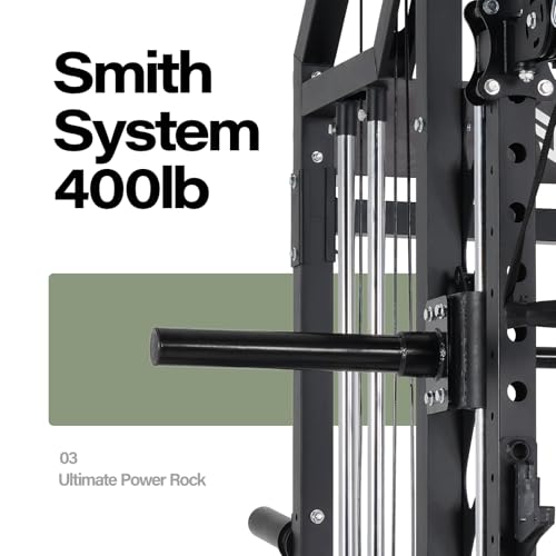 Major Fitness Drone2 Advanced Training Smith Machines– All-in-One Home Gym Squat Rack with Aluminum Pulley Set , Weight Ba...