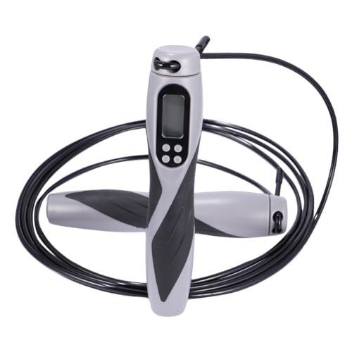 KOMBIUDA Electronic Counting Jump Rope with Weighted Steel Wire Cable, Black Smart Fitness Skipping Rope for Workout Train...