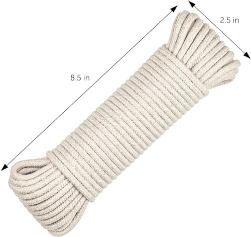 SteadMax 100ft Natural Cotton 3/16 Inch Rope, General-Purpose Utility Cord, Clothesline Rope, Ideal for Tents, Hammocks, H...