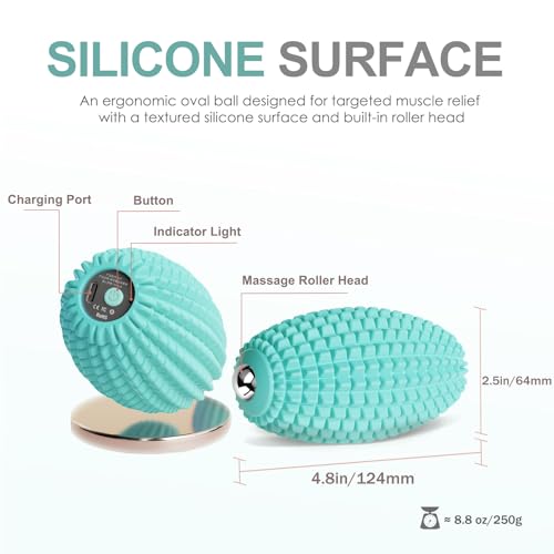 YIXIUTEN Vibrating Massage Ball for Muscle Recovery, Silicone Myofascial Massage Ball, Plantar Fasciitis Relief,Hip & Psoa...