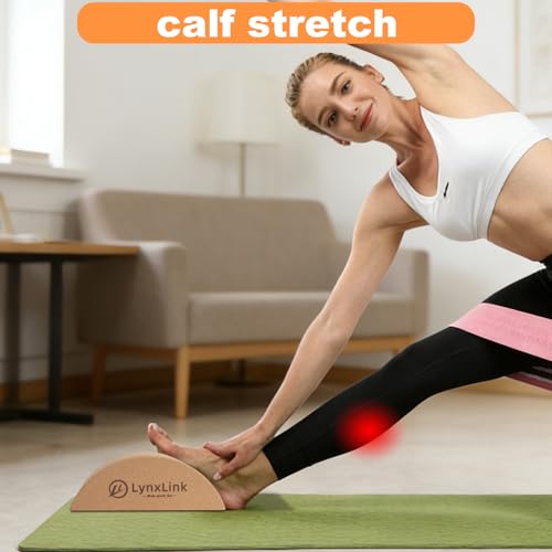 2 Pack Half-Moon Calf Stretcher | Foot Stretcher for Plantar Fasciitis, Cork Yoga Block, Foot & Leg Muscle Stretching - Id...