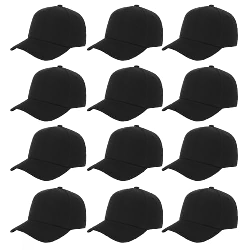 ZH Plain Adjustable Baseball Cap - Lot of 12 Unisex Blank Design Caps