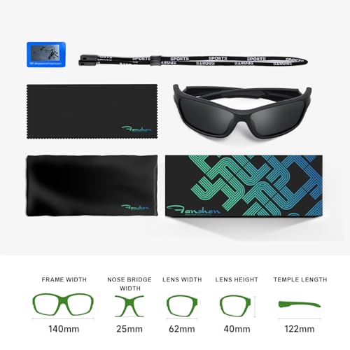 Fanshen Polarized Sunglasses for Men Women, Wrap Around Sunglasses for Mens Womens Cycling Running UV Protection