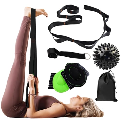 JZOONPVA Calf Stretcher Multi Loop Stretch Strap–Yoga Strap for Stretching,Physical Therapy Strap with Loops,Yoga Belt&Ham...