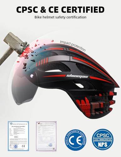 Shinmax Bike Helmet with USB Rechargeable Light & Detachable Magnetic Goggles UV Protective, Bicycle Helmet Men Women Moun...