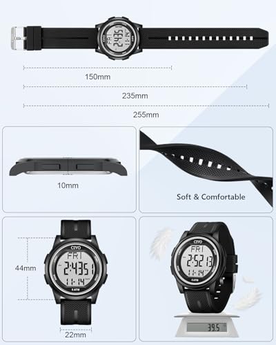 CIVO Digital Watches for Men Women: Sports Waterproof Wristwatch with Stopwatch Alarm Date - LED Backlight Big Numbers Sil...