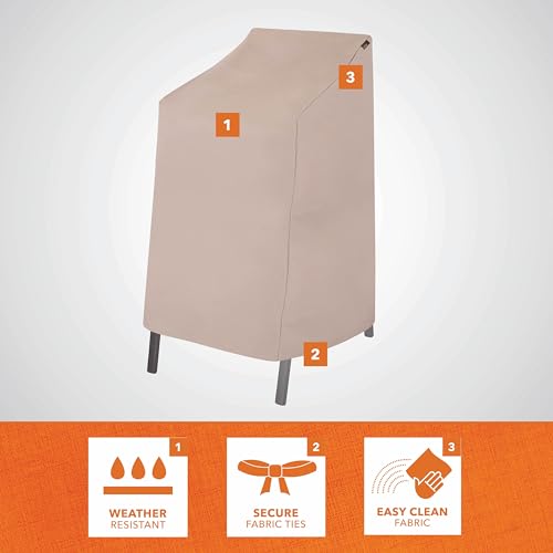Modern Leisure Chalet Stackable/High Back Bar Chair Cover - Weather-Resistant Fabric - Outdoor Furniture Protection Perfec...