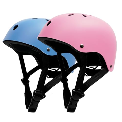 Kids Bike Helmet 2 Pack, Adjustable Toddler Helmet for Age 3-14 Boys Girls, Multi-Sport Helmet for Skateboard Roller Skate...
