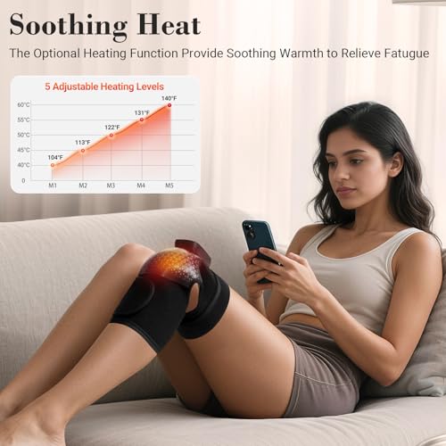CuPiLo Portable Knee Massager for Pain Relief & Arthritis [2026 Upgraded] - Cordless Electric Knee Brace with Heat, Vibrat...