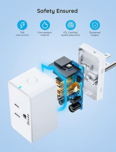 Govee Smart Plug 15A, WiFi Bluetooth Outlets 4 Pack Work with Alexa and Google Assistant, WiFi Plugs with Multiple Timers,...