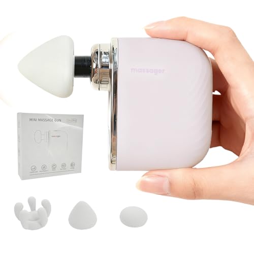 Mini Massage Gun, Portable Deep Tissue Muscle Massager with 4 Heads, Adjustable Speed & Pressure, Quiet Powerful Motor, Re...