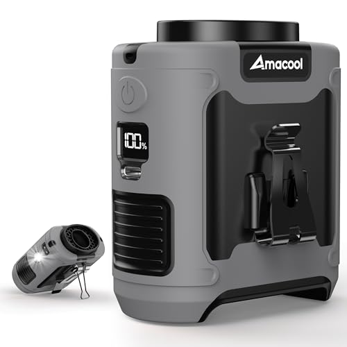 AMACOOL Portable Waist Fan Clip On, MAX 40H Work Time, 10000mAh Rechargeable Wearable Shirt Fan with Light, 16000RPM Power...