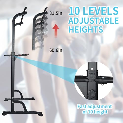 LSKSSNG Adjustable Height Dip Bar Station, Heavy Duty Dip Station for Home Gym,Multi-function Dip Station Pull Up Bar Full...