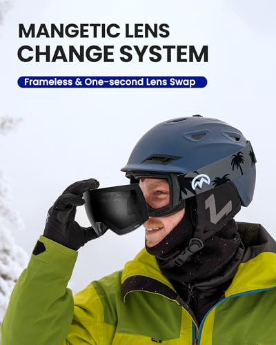 OutdoorMaster Ultra Ski Goggles Lens by ZEISS, OTG Snowboard Goggles Anti-fog Wide View, Interchangeable Lens, Snow Goggles