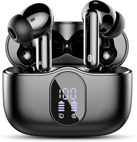 Wireless Earbuds, Bluetooth 5.4 Headphones Bass Stereo, Ear Buds with Noise Cancelling Mic LED Display, IP7 Waterproof in ...