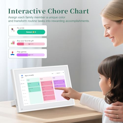 Smart Digital Calendar, 10.1" HD Smart Touch Screen Home Interactive Electron Calender WiFi Planner,Meal Schedule, Duty Ch...