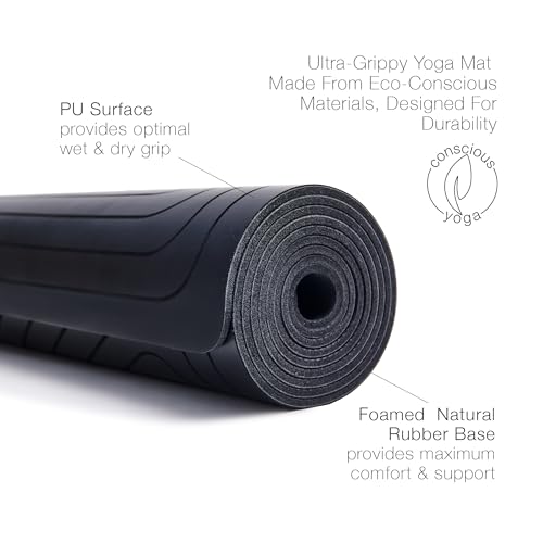 agoy PRO+ WARRIOR - Premium Non-Slip Yoga Mat – Eco-Conscious Design - PU Mat With Wet/Dry Grip+ - Focus Alignment - Laze...