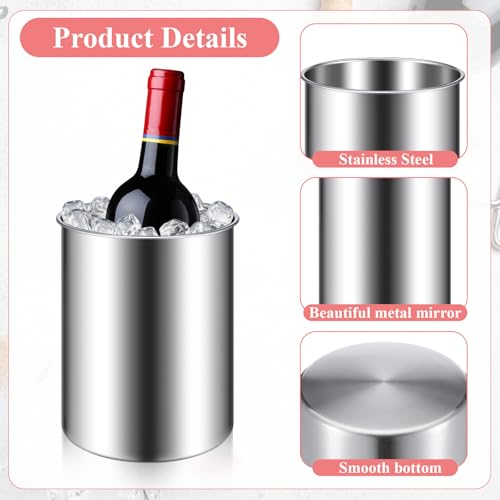 4 Pcs Stainless Steel Wine Ice Bucket, Wine Bottle Cooler, Insulated Champagne Ice Bucket, Keeps Cold for Hours, Fits Most...