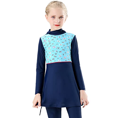 Girls Muslim Swimsuit Sweetheart Top + Pants Full Coverage Swimwear Islamic Cap Swimming Burkini Bathing Suit