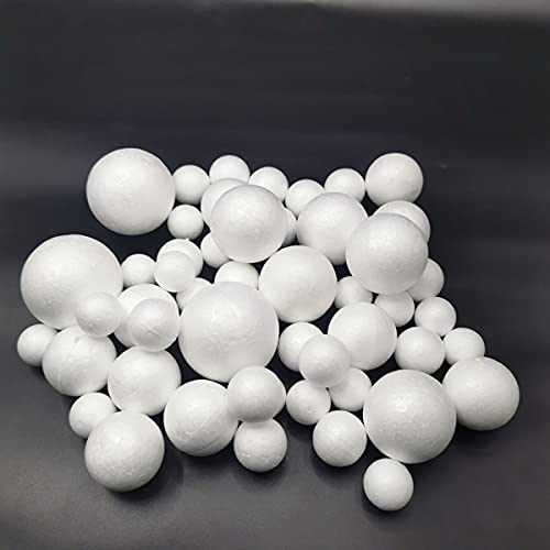 50 Pack Craft Foam Balls, 5 Sizes(1-2.4 Inches), White Polystyrene Smooth Round Balls, Foam Balls for Arts and Crafts, Chr...