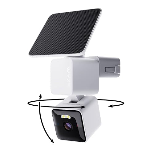 WYZE Solar Cam Pan (Flagship Model), Security Cameras Wireless Outdoor, 2K 360° Pan-Tilt Battery Powered 2.4GHz Wi-Fi Came...